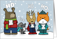 Woodland Animal Caroling Hoping for a Merry Christmas card