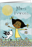 Customizable for Marni Happy Birthday Dark Skin Girl Dog Daisy Patch card