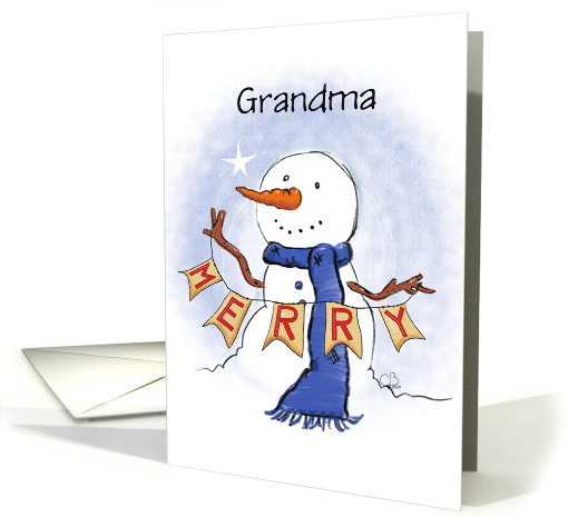 Snowman with Merry Banner Customizable Merry Christmas... (1753418)