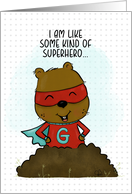 Superhero Groundhog Happy Groundhog Day card