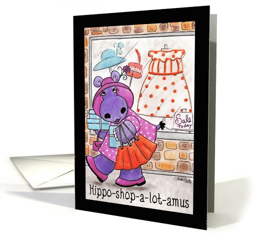 Hippo Shopalotamus Hippo with Shopping Bags Humorous... (1754322)