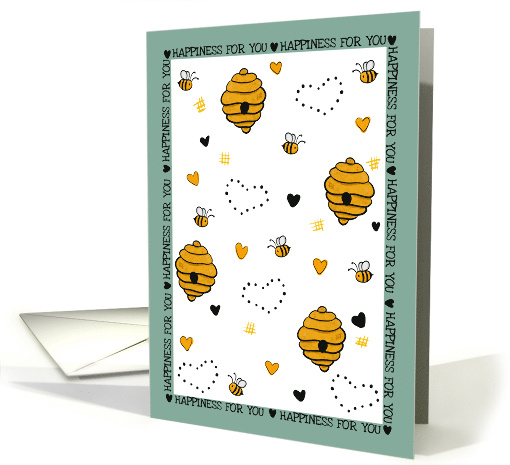 Bee and Behive Pattern with Hearts Happy Birthday... (1755008)