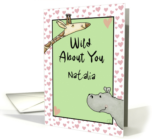 Giraffe Hippo Heart Border Wild About You Custom Happy... (1756144)