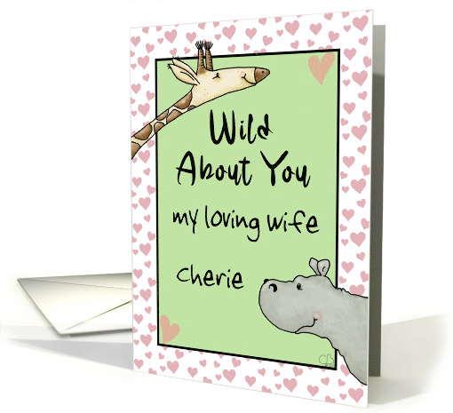 Giraffe Hippo Heart Border Wild About You Wife Happy... (1756196)