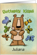 Butterfly Kisses Bear Customizable Happy Valentine’s Day for Juliana card