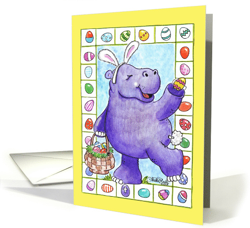 Hippo Dressed Like Bunny Happy Easter HOPpo-potamus card (1758510)