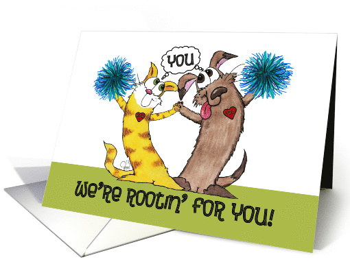 Cat and Dog with Pom Poms Rooting for You Get Well Cancer... (1760238)