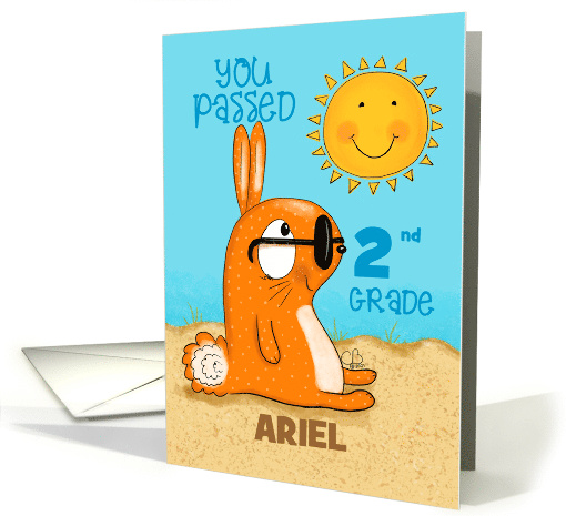 You Passed 2nd Grade Customizable Name Beach Bunny card (1760538)