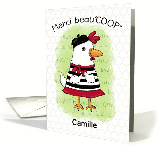 French Chicken Merci Beaucoup Pun Customizable Thank You Camille card