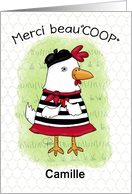 French Chicken Merci Beaucoup Pun Customizable Thank You Camille card