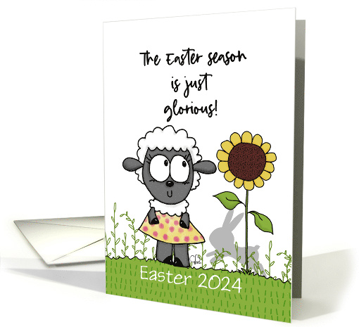 Sheep and Sunflower Easter 2024 is Glorious Customizable Year card