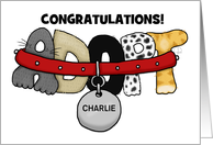 Pet Adotion Collar Customizable Congratulations on Adopting a Dog card