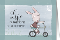 Bunny Riding Bike Ride of a Lifetime Happy Birthday card