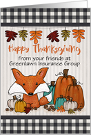 Fox and Pumpkins Happy Thanksgiving from Business Customizable card