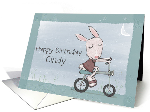 Girl Bunny Riding Bike Ride of a Lifetime Happy Birthday... (1771412)
