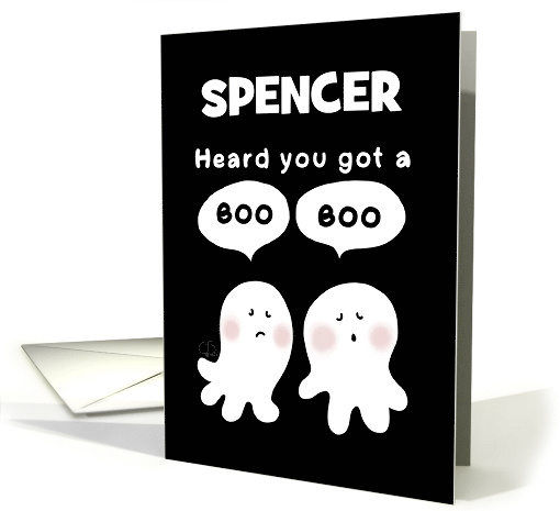 Get Well Heard About Boo Boo Two Cute Ghosts Personalized Name card