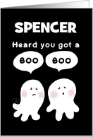 Get Well Heard About Boo Boo Two Cute Ghosts Personalized Name card