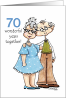 Growing Old Together Customizable 70th Anniversary Old Couple card