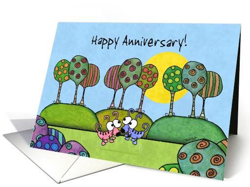 Happy Anniversary Whimsical Dogs and Trees card (1780548)