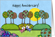 Happy Anniversary Whimsical Dogs and Trees card