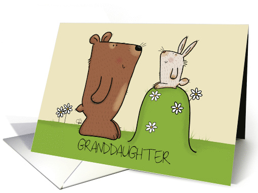 Customizable Happy Birthday for Granddaughter Bear and Bunny card
