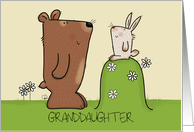 Customizable Happy Birthday for Granddaughter Bear and Bunny card