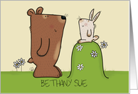 Customizable Happy Birthday for Bethany Sue Bear and Bunny card