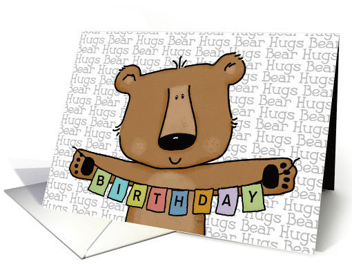 Customizable Happy Birthday Bear With Banner card (1790302)
