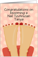 Customizable Congratulations Becoming Nail Tech Painted Toenails card