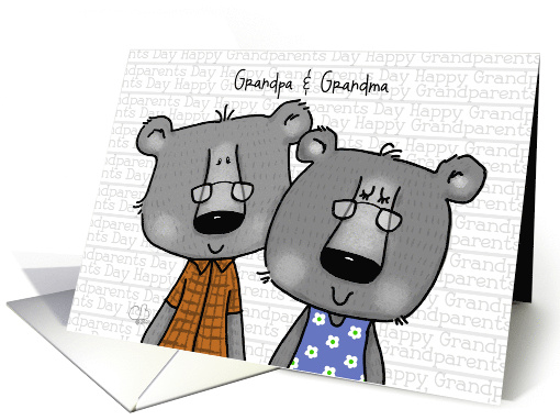 Customizable Grandparents Day Grandparents Two Gray Bears card