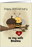 Customizable Happy 15th Anniversary for Wife Deanna card