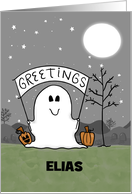 Customizable Happy Halloween Ghostly Greeting for Elias card