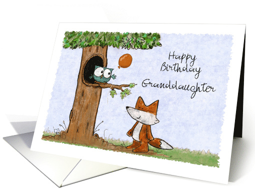 Customizable Happy Birthday Granddaughter Fox and Owl card (1808594)
