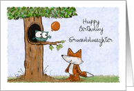 Customizable Happy Birthday Granddaughter Fox and Owl card