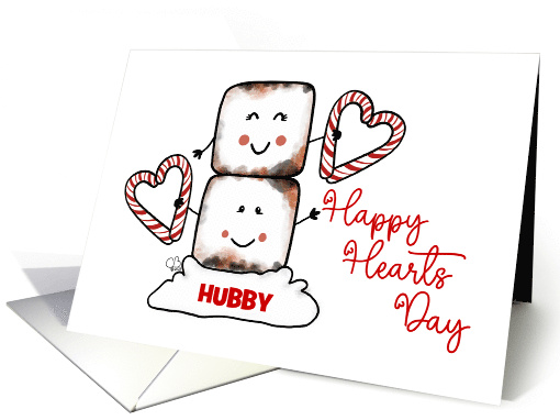 Customizable Valentine's Day Hubby Marshmallows Candy Cane Hearts card