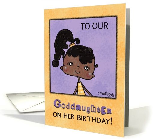 Happy Birthday to Goddaughter Little Girl Brown Eyes Dark Skin card