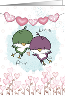 Customizable Names Happy Valentine’s Day for Couple Two Birds card