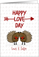Customizable Names Happy Valentine’s Day Hedgehogs Love Day card