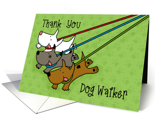 Thank You for Dog Walker Dogs on Leashes card (1824466)