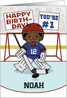 Customizable Age and Name 12th Birthday for Noah Boy Hockey Goalie card