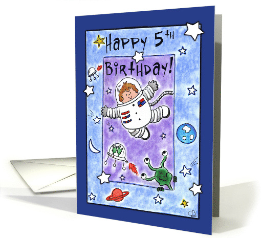 Happy 5th Birthday for Boy Astronaut in Outer Space card (1875386)