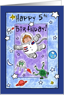 Happy 5th Birthday for Boy Astronaut in Outer Space card