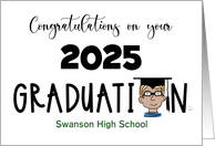 Customizable Congratulations 2025 Grad Boy Blonde School Name card