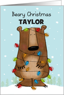 Customizable Beary Christmas for Taylor Bear Wrapped in Lights card
