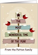 Customizable Slat Christmas Tree with Cardinals card