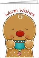 Merry Christmas Gingerbread Man with Cocoa Warm Wishes card