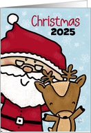 Customizable Year Merry Christmas 2024 Santa and Reindeer card