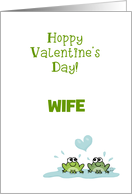 Customizable Valentine’s Day to Wife Frogs in Puddle card