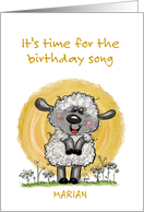 Customizable Happy Birthday Marian Lamb and Sunshine card