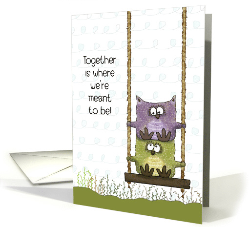 Happy Anniversary for Wife Owls on Swing Together Meant to Be card